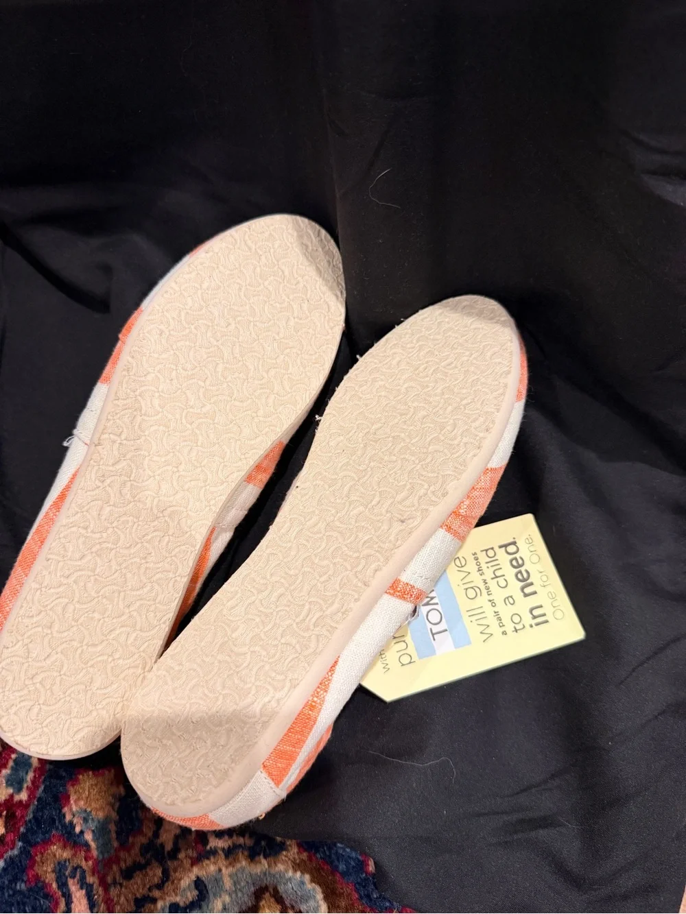 TOMS Women's Slip-On Canvas Shoes in Orange (Coral) and Cream